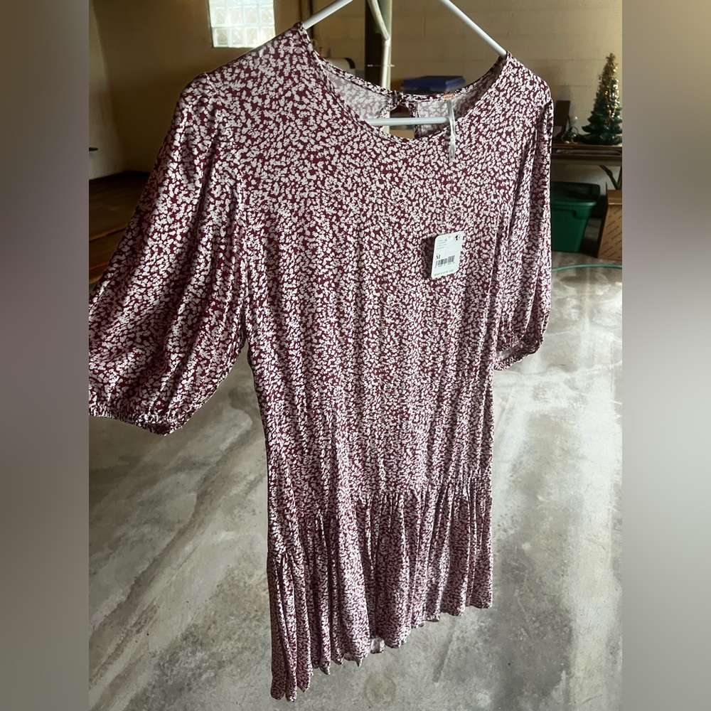 NWT Free People Backless Dress in Red and White size medium